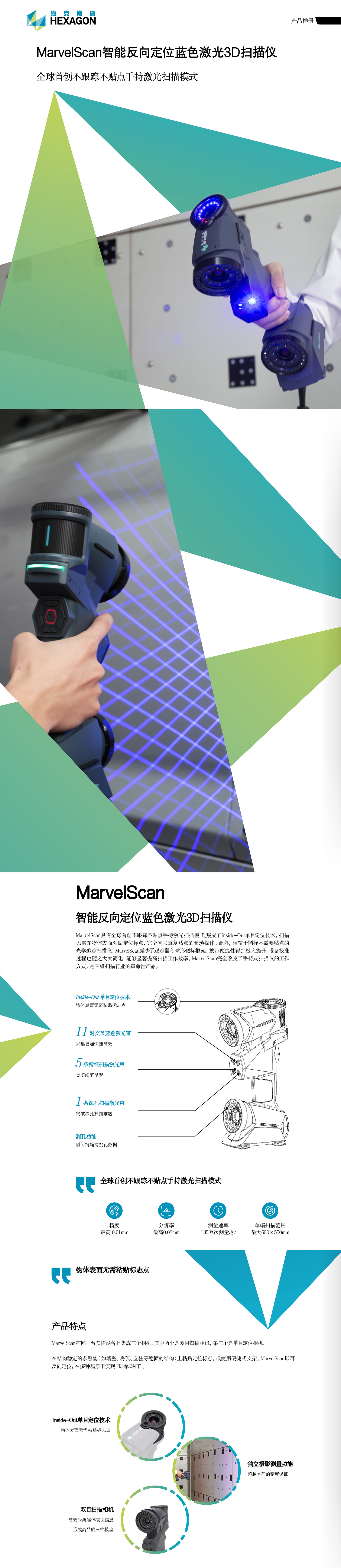 MarvelScan智能反向定位藍色激光3D掃描儀