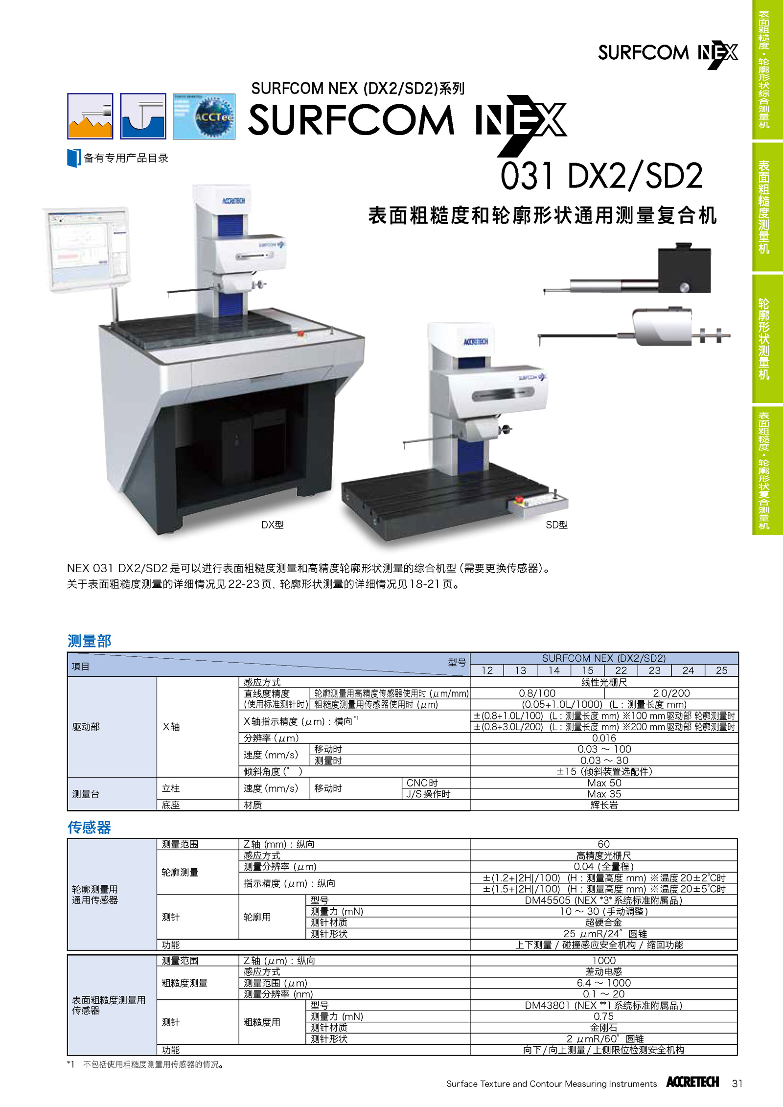 表面粗糙度輪廓形狀綜合測(cè)量機(jī)SURFCOM NEX031 DX2/SD2