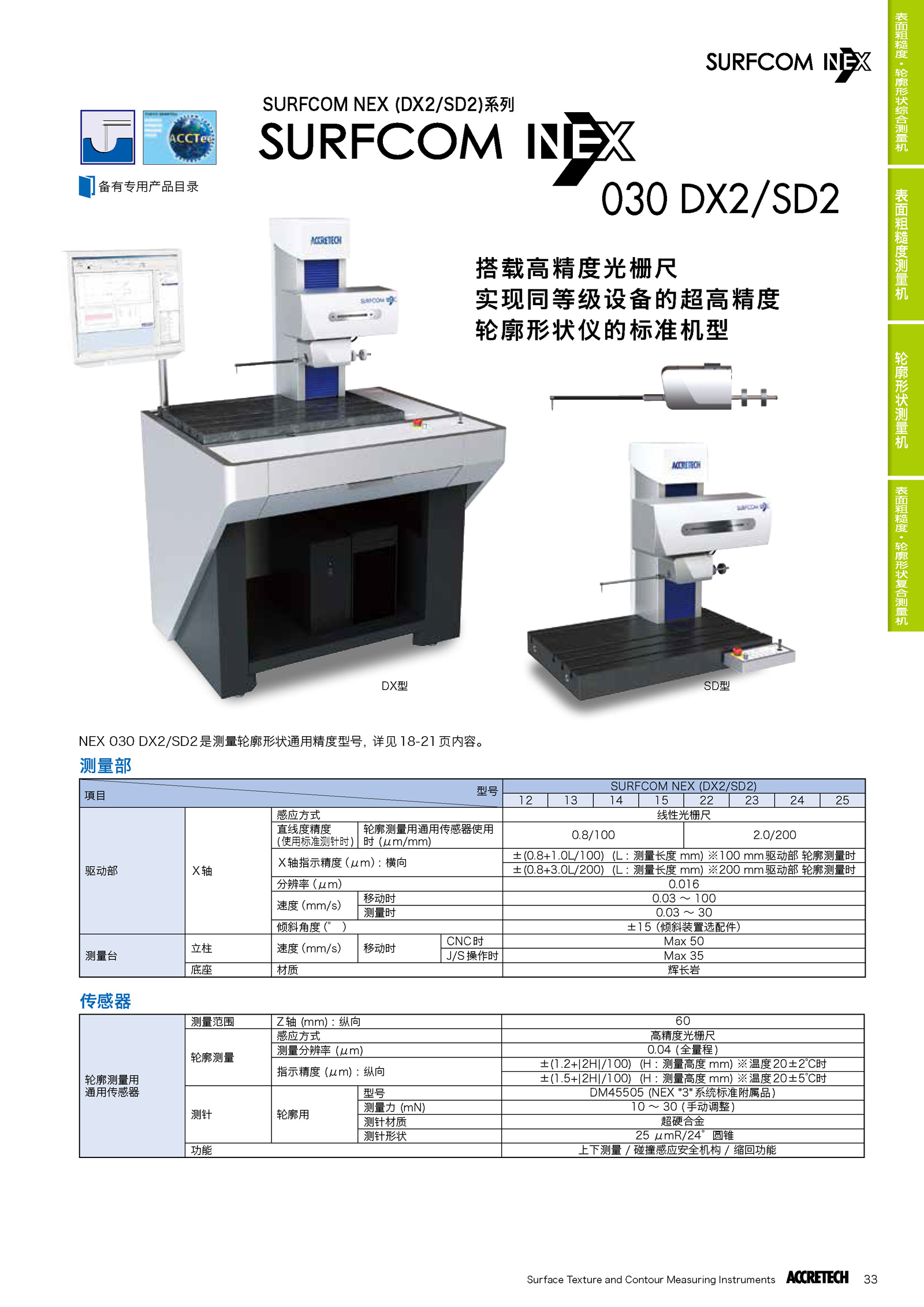 表面粗糙度輪廓形狀綜合測量機SURFCOM NEX030 DX2/SD2